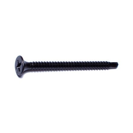 Midwest Fastener Self-Drilling Screw, #6 x 1-7/8 in, Black Phosphate Steel Flat Head Phillips Drive, 4000 PK 08004